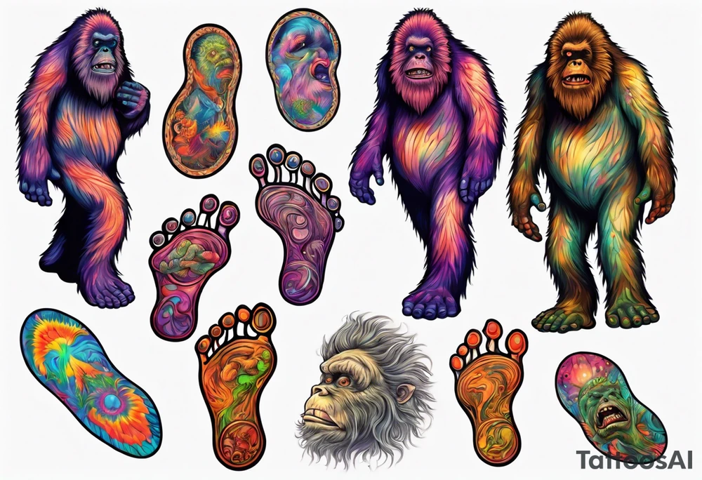 Big foot having a psychedelic trip tattoo idea