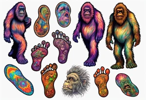 Big foot having a psychedelic trip tattoo idea
