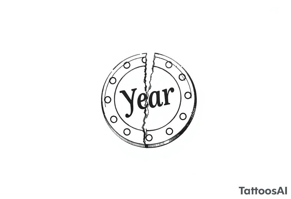 Broken "One Year" Chip/Coin sobriety tattoo idea