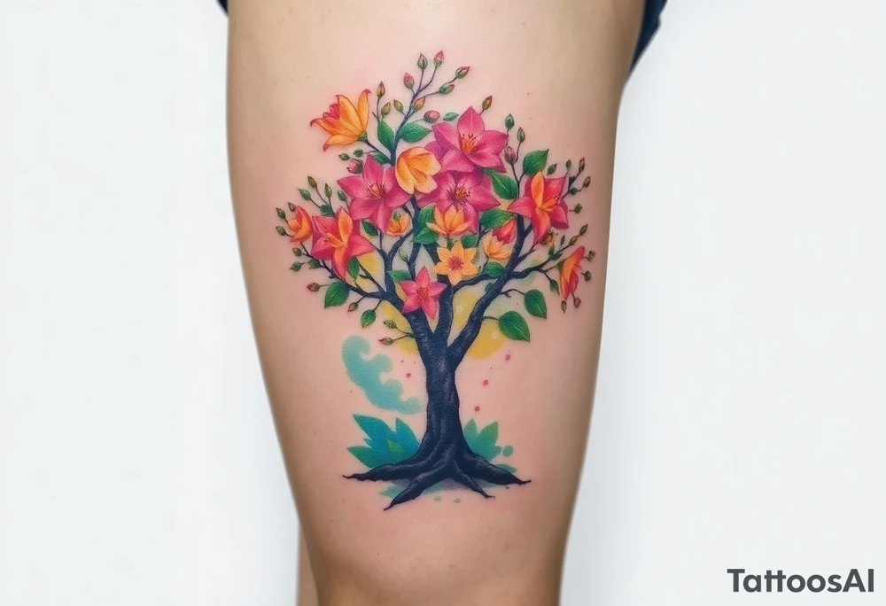 Flowering hawthorne tree with lilly of the vally bells planted by  tree tattoo idea