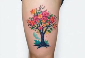 Flowering hawthorne tree with lilly of the vally bells planted by  tree tattoo idea