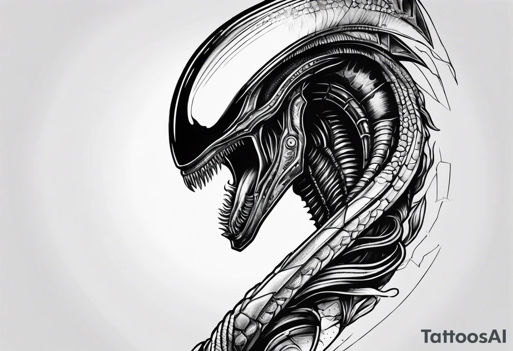 xenomorph, arm sleeve tattoo idea