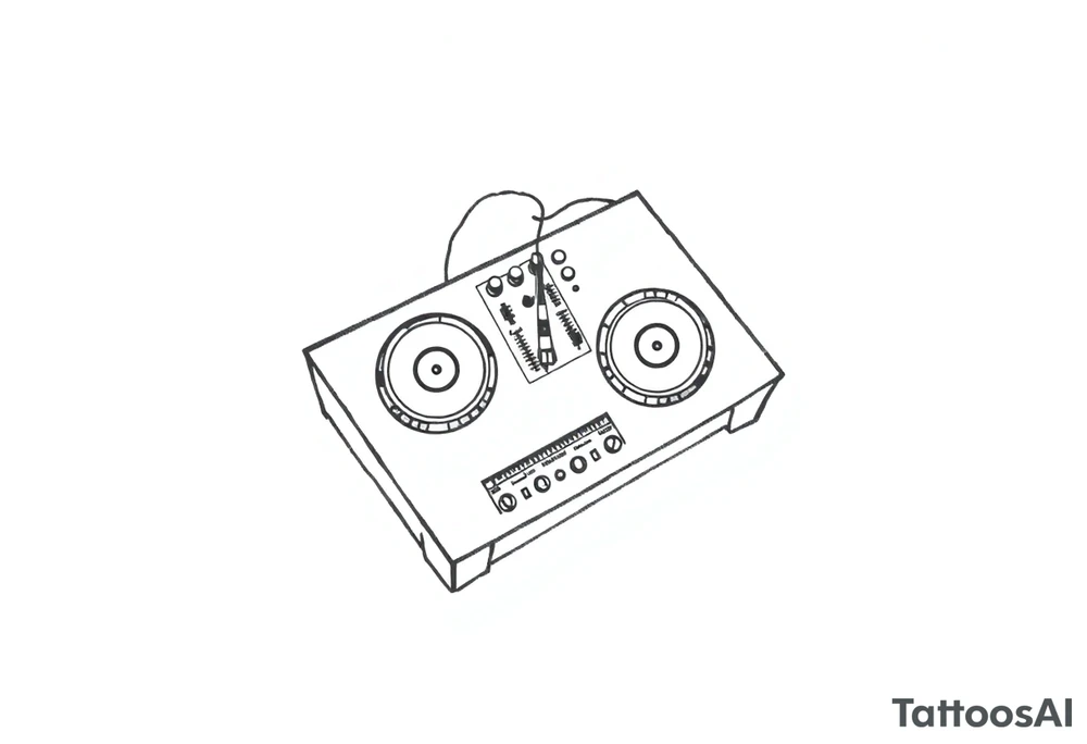 Dj decks, small, bird’s eye view tattoo idea