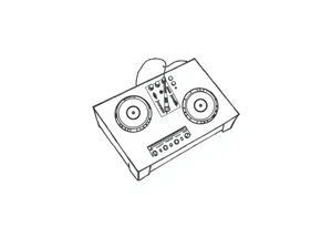 Dj decks, small, bird’s eye view tattoo idea