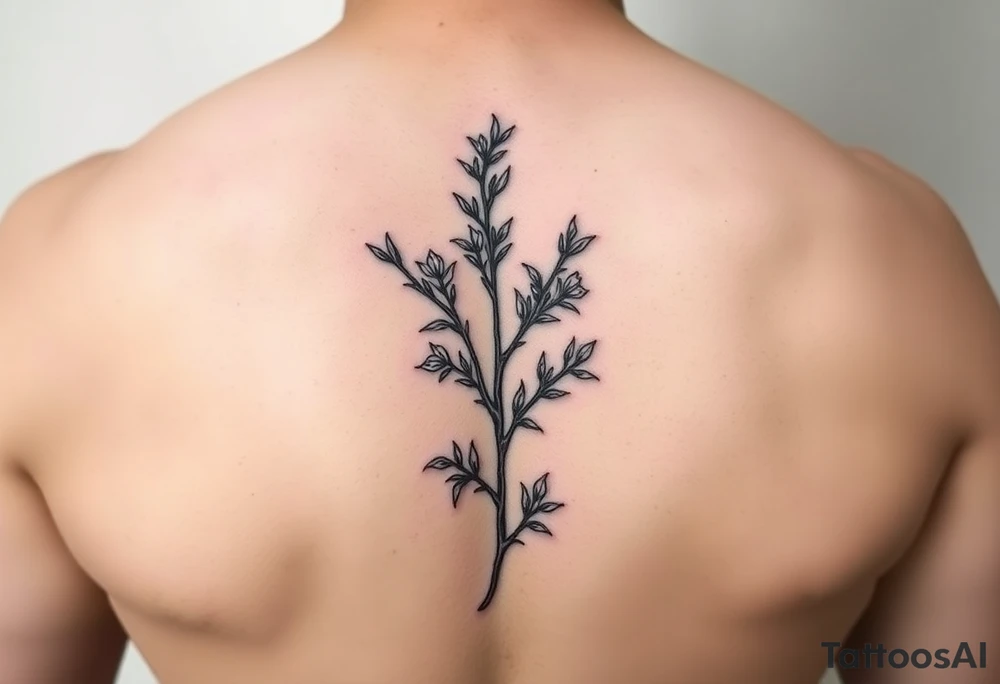 rosemary in flower, realistic tattoo idea
