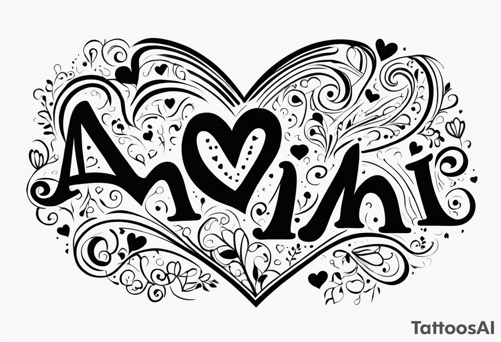 Write Amini, instead of M put an empty heart tattoo idea