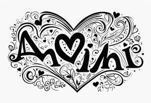 Write Amini, instead of M put an empty heart tattoo idea