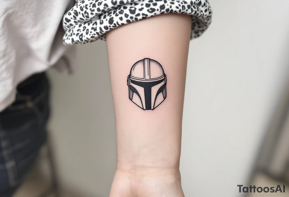 Custom Mandalorian helmet tattoo idea