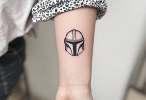 Custom Mandalorian helmet tattoo idea