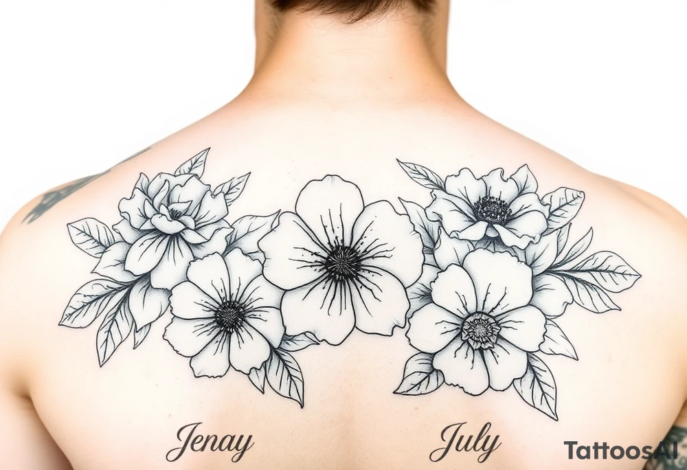 Looking for a cover-up tattoo with flowers pastel colors for months September, January, June, May, and July. tattoo idea
