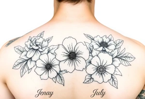 Looking for a cover-up tattoo with flowers pastel colors for months September, January, June, May, and July. tattoo idea