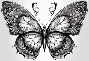 Half butterfly with one Angel wing tattoo idea