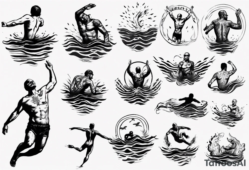 man swimming, no details tattoo idea