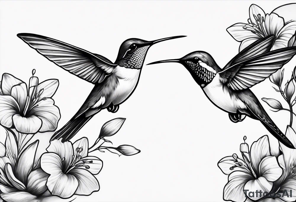 two hummingbirds tattoo idea