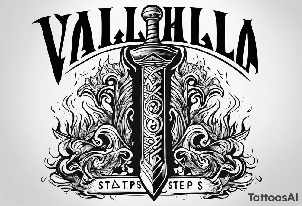 Valhalla  steps fire sword tattoo idea