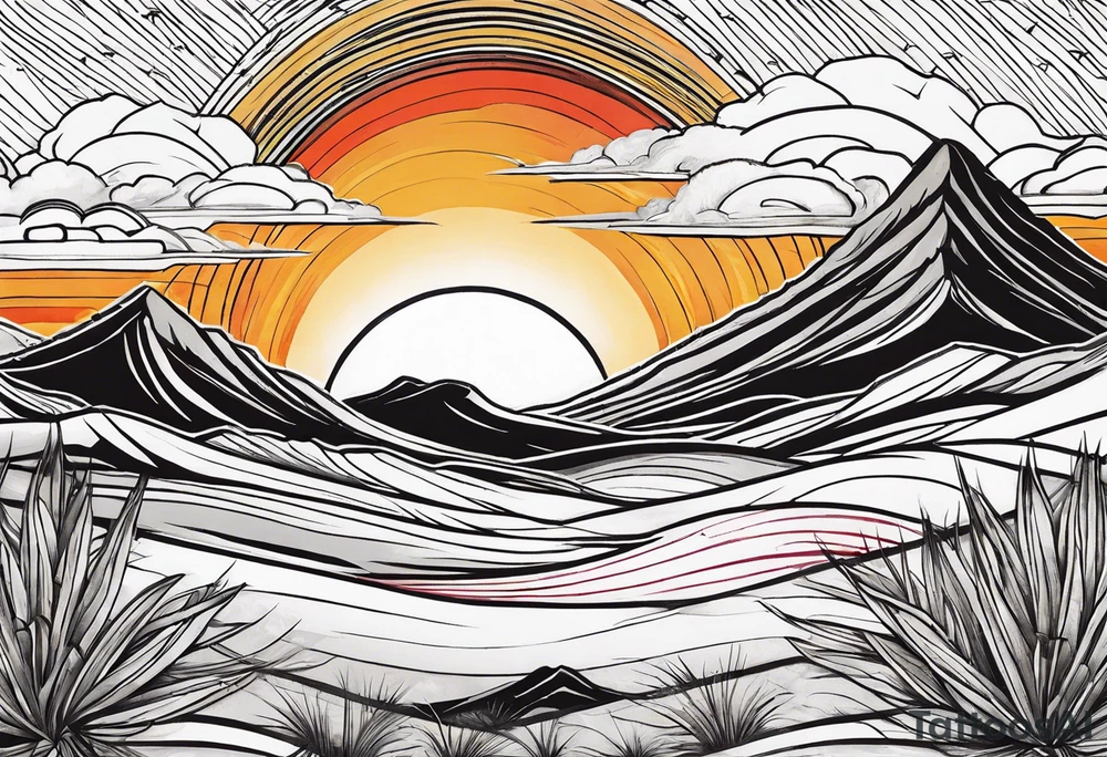 Desert sunset tattoo idea