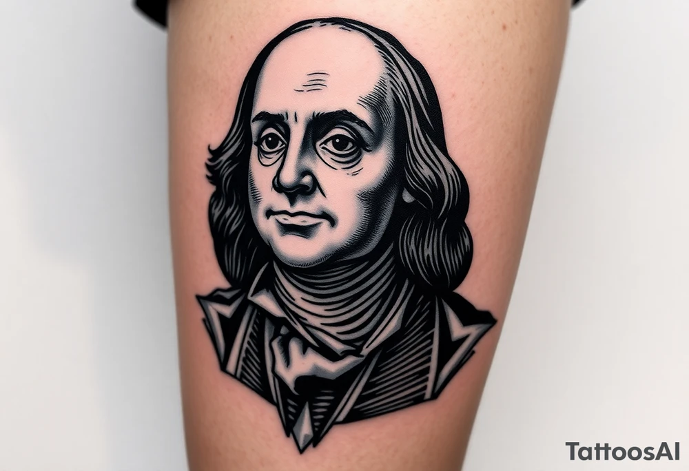 Benjamin Franklin with modern urban clothie tattoo idea