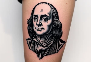 Benjamin Franklin with modern urban clothie tattoo idea