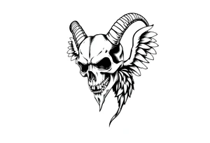 goat skull odd crying angel tattoo idea