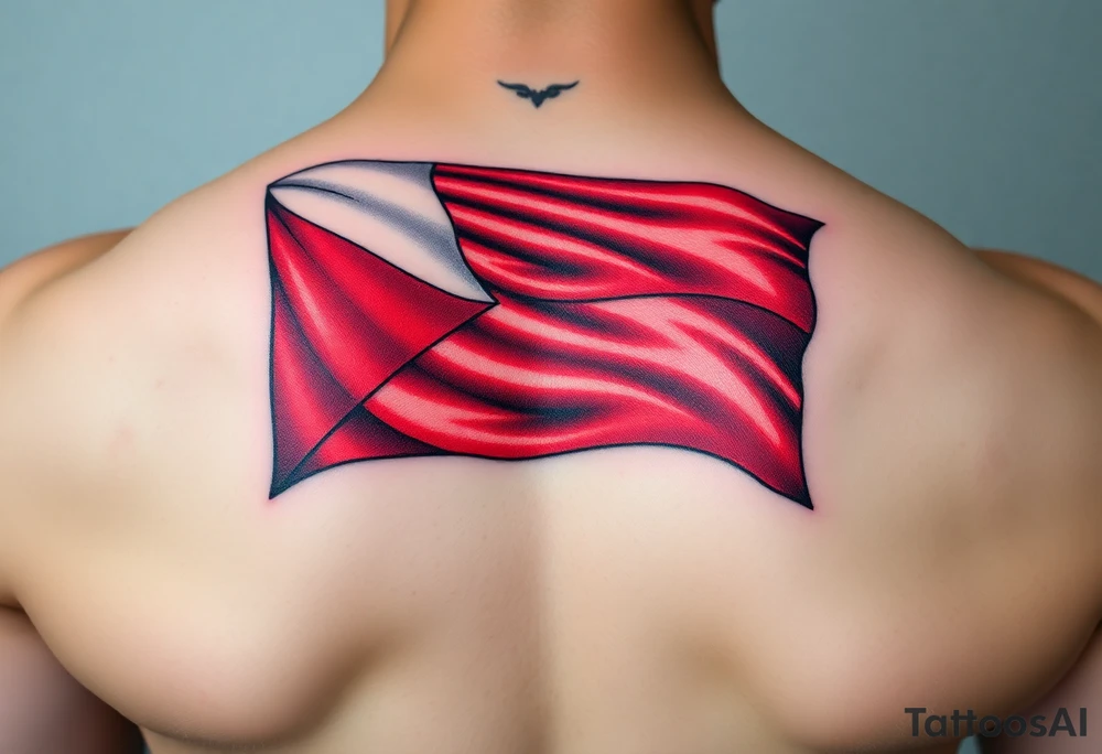 A waving Czech flag with realistic fabric texture tattoo idea