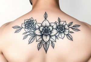 Indigenous tribal floral 
Three, 
gratitude tattoo idea