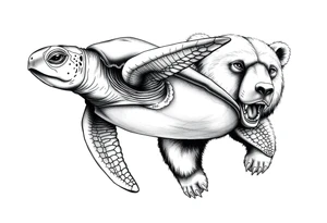 Sea turtle and bear tattoo idea