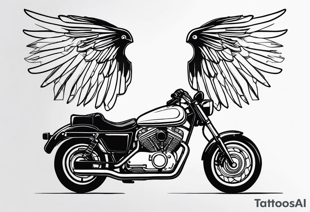 Motorcycle, wings, woods tattoo idea