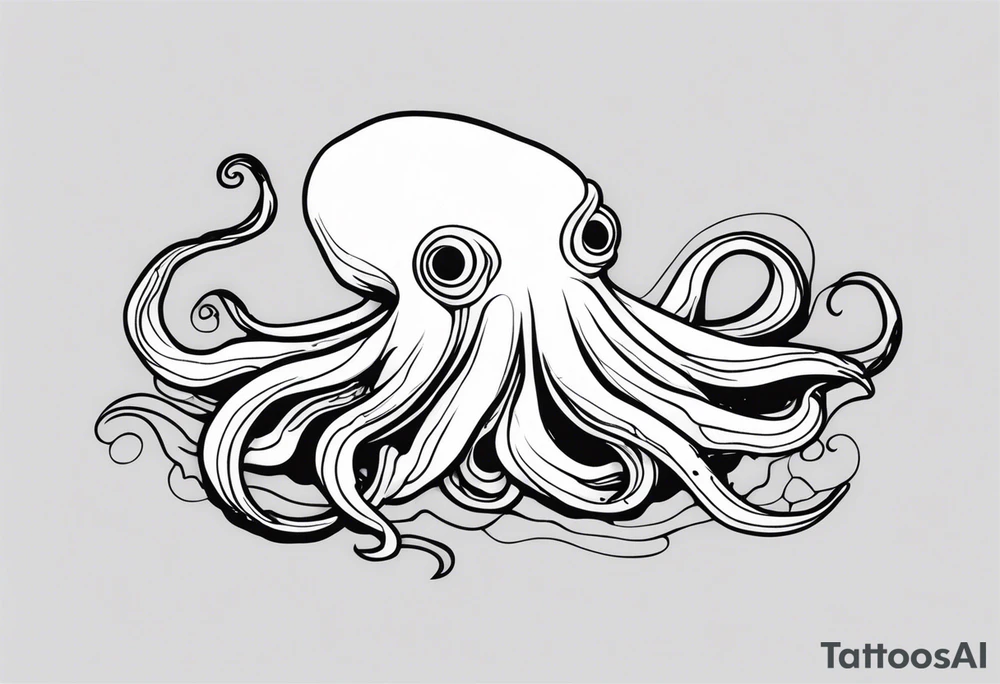 The horrifying squid hides itself in ink and turns the color of its body to black to blend into the dark tattoo idea
