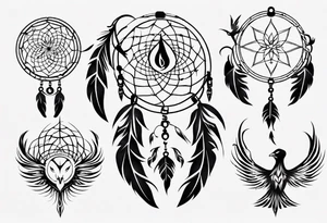 Fire Phoenix dream catcher tattoo idea