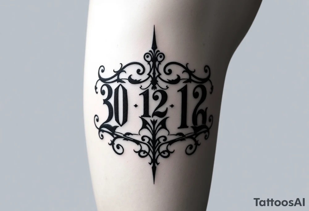 30 12 2006 in Roman numerals gothic style for men tattoo idea