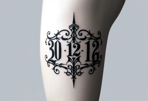 30 12 2006 in Roman numerals gothic style for men tattoo idea