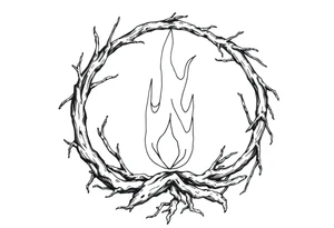 a round flame imprisoned in a roots circle tattoo idea