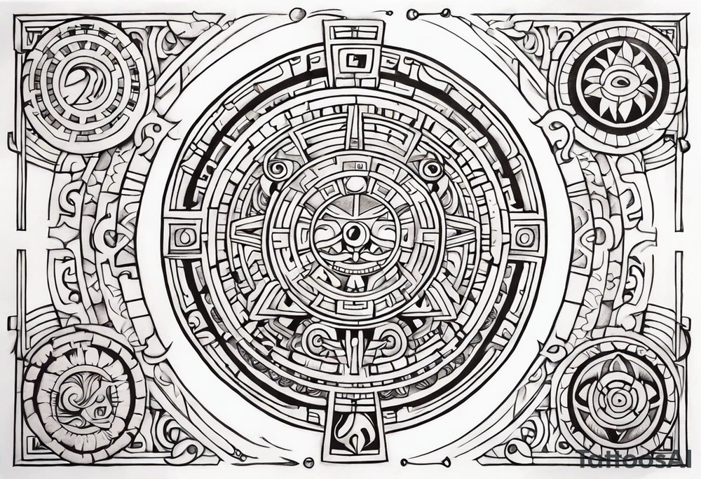 Mayan Zodiac full knee tattoo idea