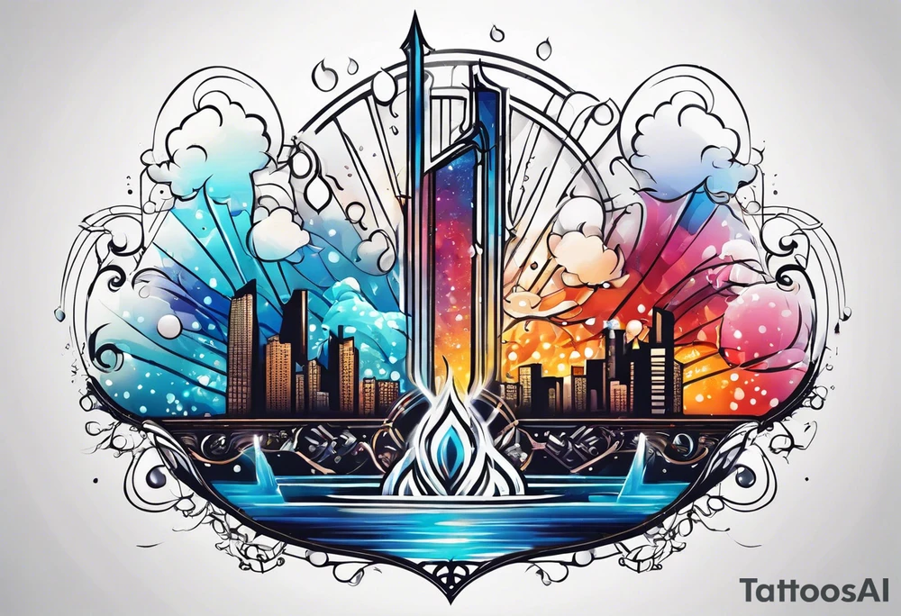 Sprinkler with water drops tattoo idea