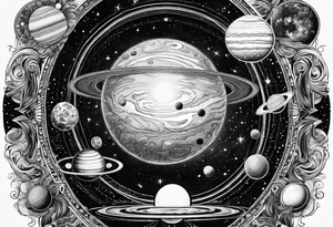 psychedelic representation of the solar system tattoo idea