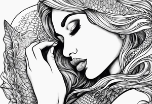 Mermaid kissing a shark tattoo idea