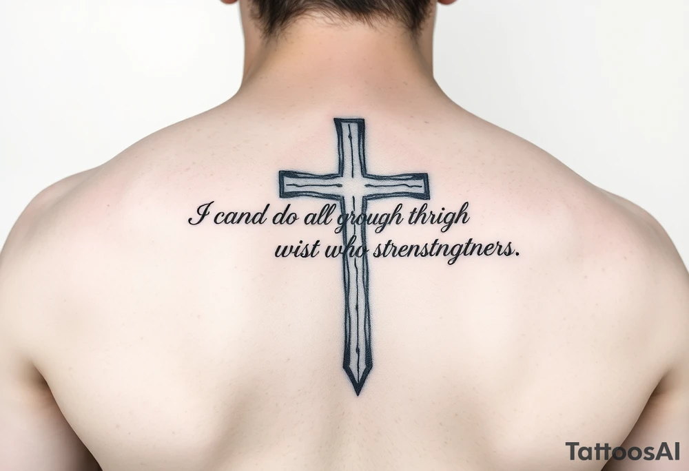 I can do all things through Christ who strengthens me scripture fading from cross on forearm tattoo idea