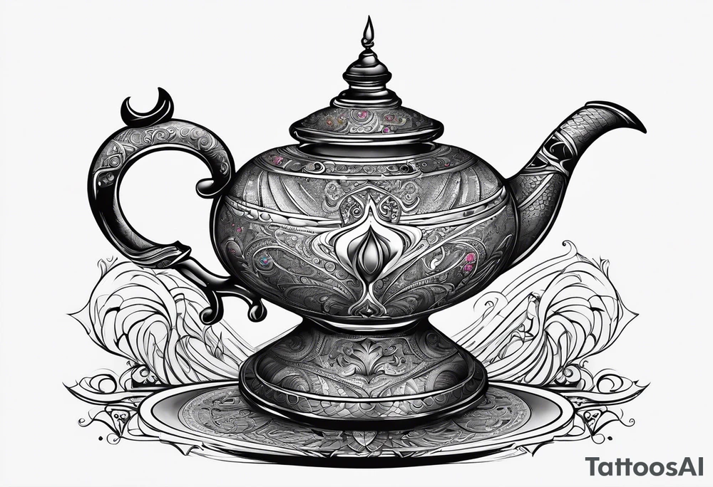 magic lamp from aladdin tattoo idea
