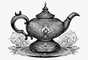 magic lamp from aladdin tattoo idea