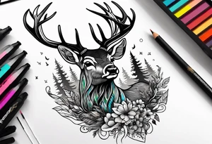 deer forest tattoo idea