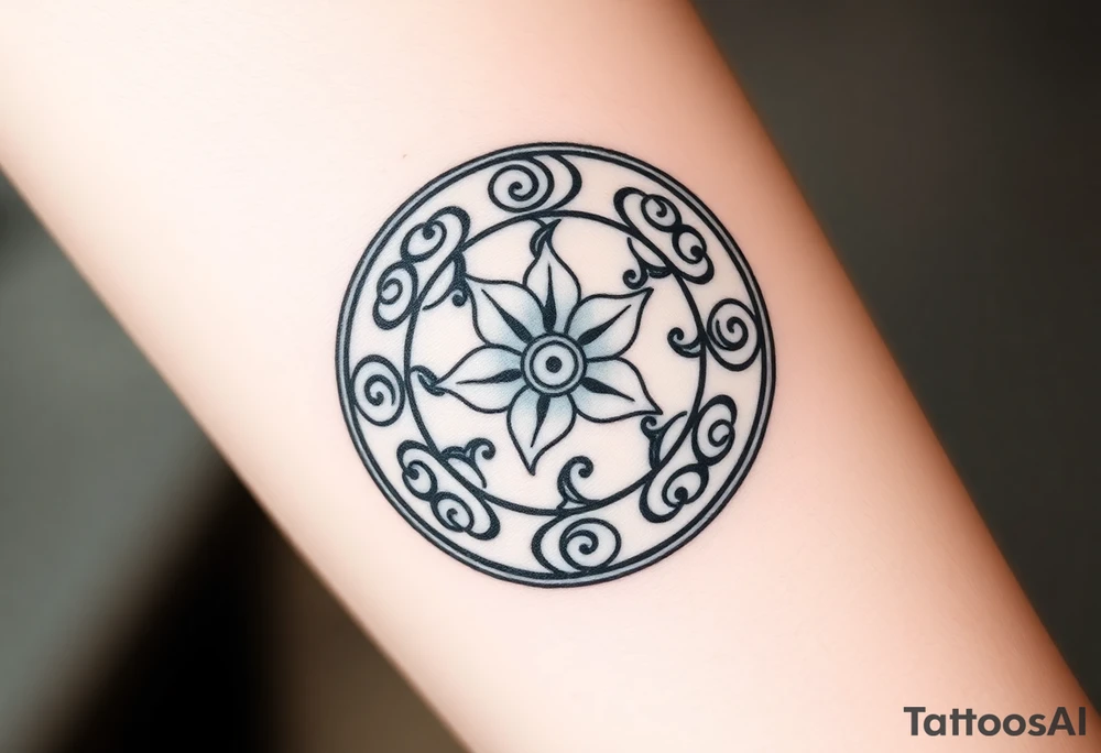 draw a circular design centered on Naruto’s iconic stomach seal—the Eight Trigrams Sealing Style, with its intricate swirls and bold lines.replace the innermost spiral with a cluster of golden lilies (Bosnian Fleur-de-lis), a symbol from the Bosnian coat of arms. These lilies could bloom outward, their petals subtly blending into the seal’s radiating lines.
Surrounding the seal, you could incorporate a faint, weathered outline of the Stari Most (Old Bridge) in Mostar, its arch curving protectively around the design. tattoo idea