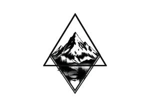 Triangle with mountain inside. There are 3 triangles tattoo idea