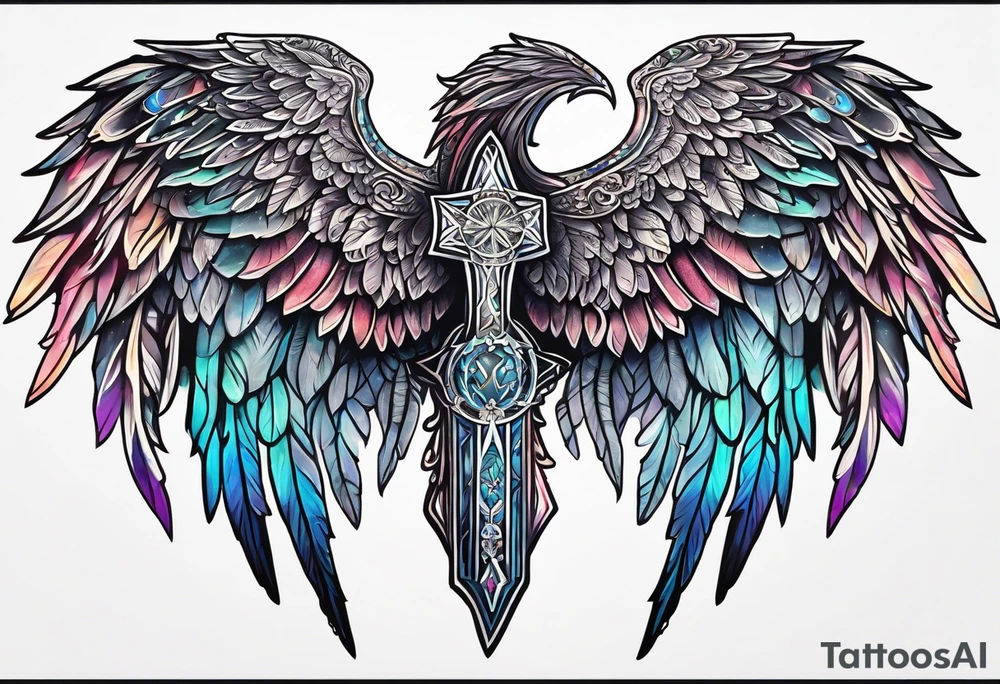 Constellation, Angel wing , animal  snow , cross tattoo idea
