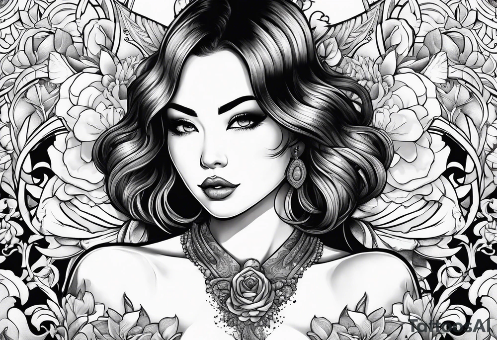 woman with big titts tattoo idea