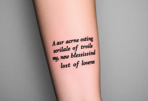 A large burning scroll of a bible scripture about new blessing and lost of a love one tattoo idea