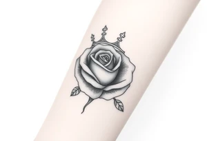 A rose with a large crown on-top of it tattoo idea