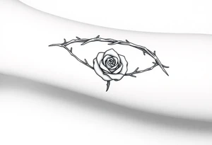 Oblong Crown of braided thorns with a rose with a stem in the middle tattoo idea