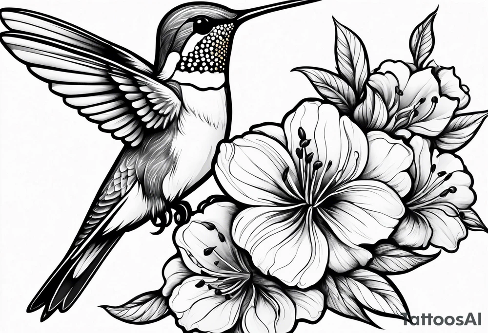 hummingbird and flowers tattoo idea