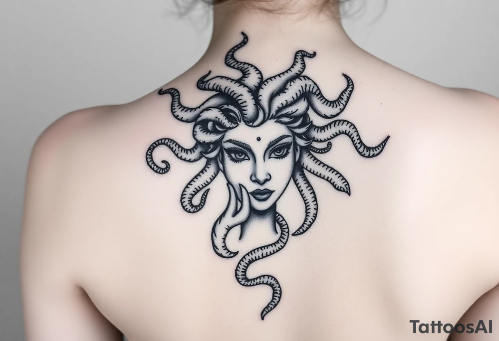 Medusa tattoo with the semi colon symbolism. For rape survivor tattoo idea