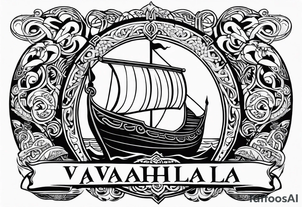 Valhalla sword shield viking ship tattoo idea